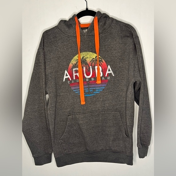 Ouray Tops - Aruba Caribbean Long Sleeve Gray Hoodie L13 51225